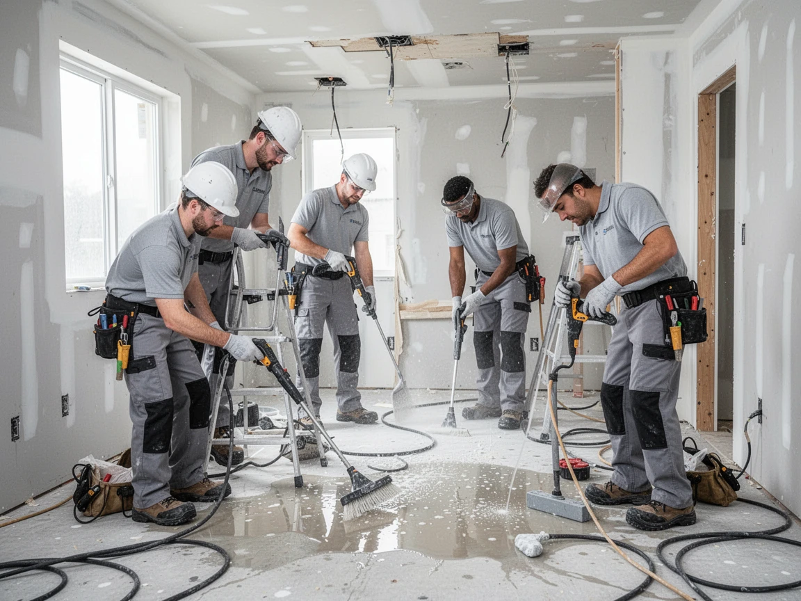 Elite Storm Restoration team working on water damage restoration